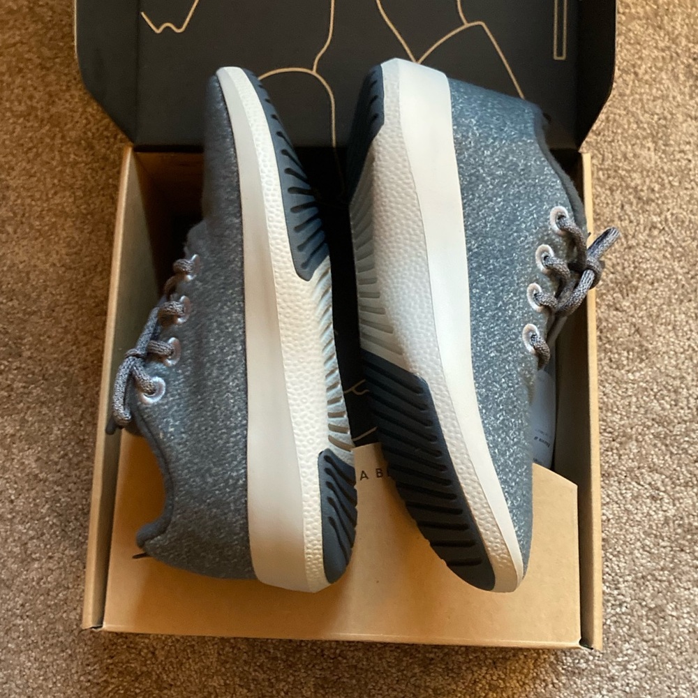 Allbirds Womens Wood Runner Mizzle Blue Running Shoes Size 8 Medium (B, M)